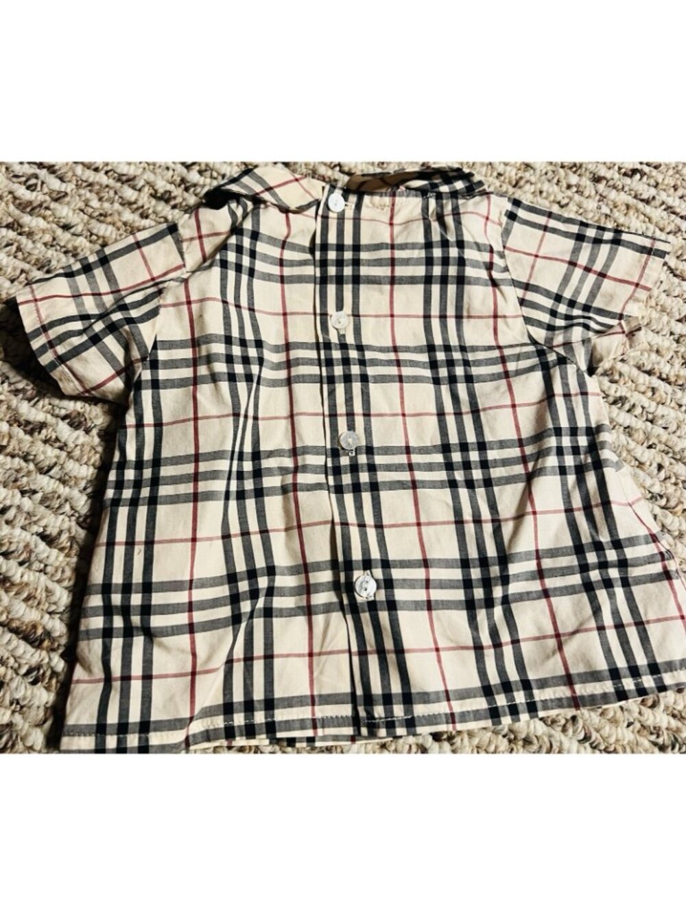 Burberry Baby Plaid Check Blouse Shirt Button Up Flare 3M CWF Tag Short Sleeve - Picture 4 of 5